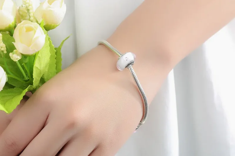 (kép) PANDORA típusú Fehér Murano üveg rózsaszín kövek Charm - SCZ004 - Megtekintés 10