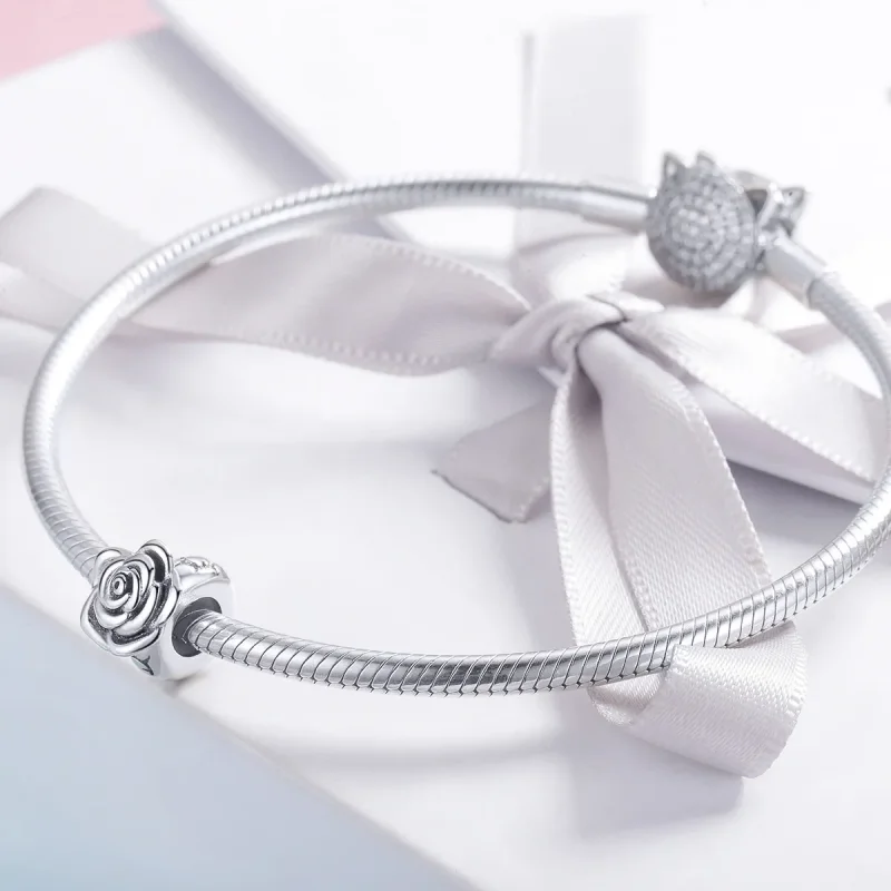 (kép) PANDORA típusú fehér rózsa charm - SCC1101 - Megtekintés 3
