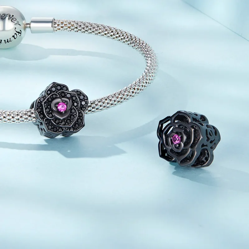 (kép) PANDORA típusú Fekete rózsa Charm - SCC2380 - Megtekintés 4