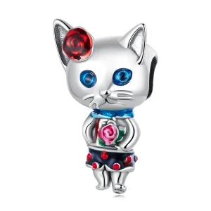 (kép) PANDORA típusú Furcsa macska Charm - SCC2377