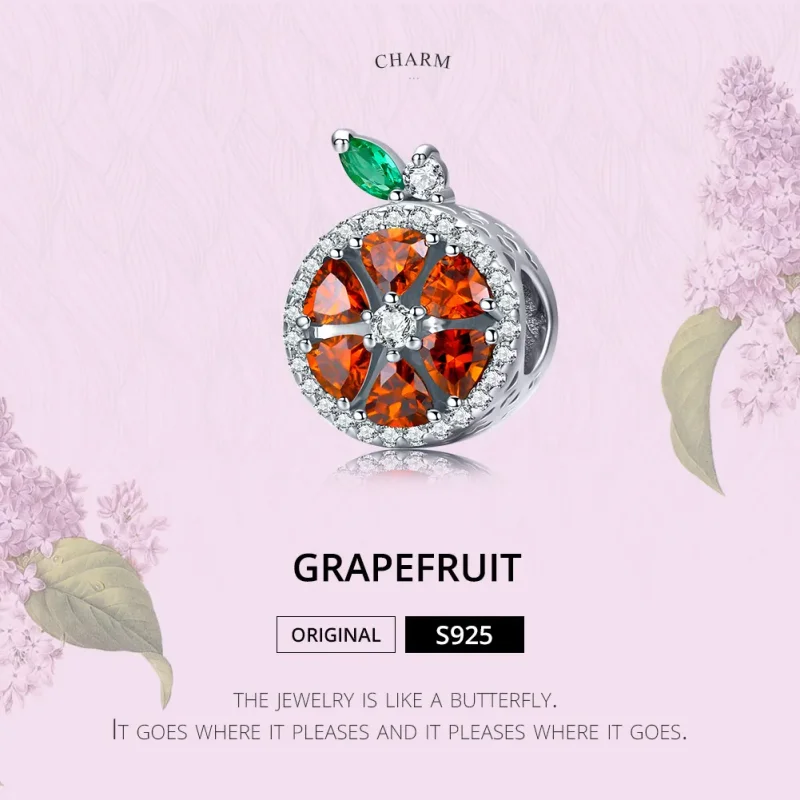 (kép) PANDORA típusú grapefruit charm - SCC1277 - Megtekintés 2