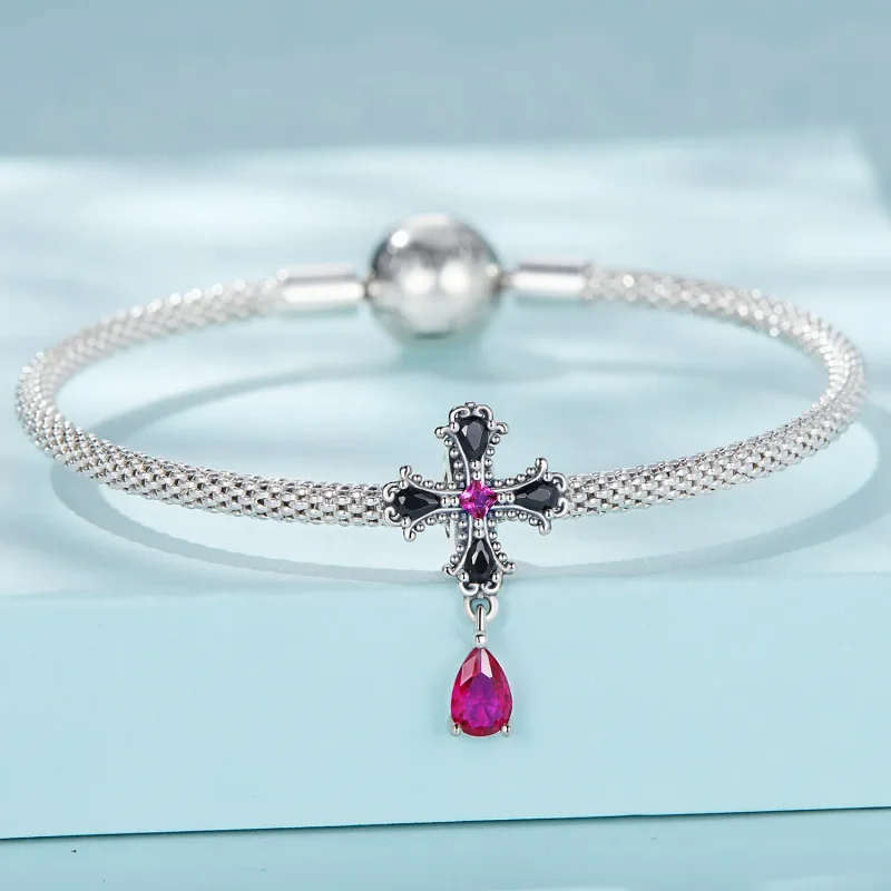 (kép) PANDORA típusú Gótikus kereszt spacer charm - SCC2381 - Megtekintés 3