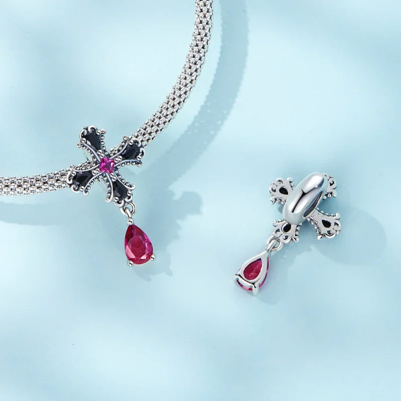 (kép) PANDORA típusú Gótikus kereszt spacer charm - SCC2381 - Megtekintés 4
