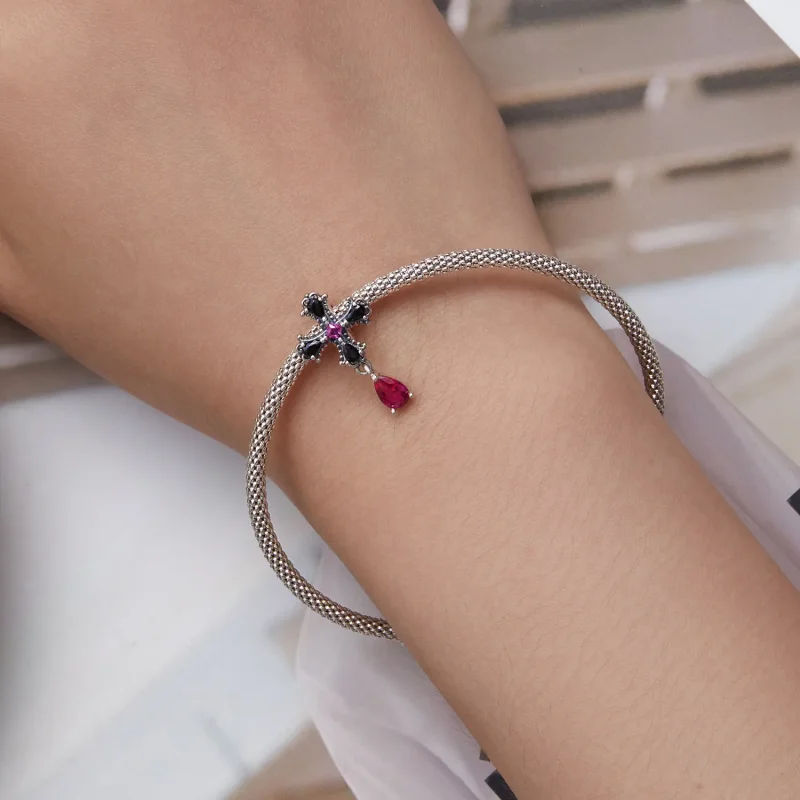 (kép) PANDORA típusú Gótikus kereszt spacer charm - SCC2381 - Megtekintés 5