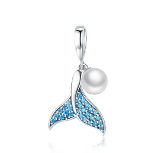 (kép) PANDORA típusú gyöngyös sellőfarok charm - SCC877