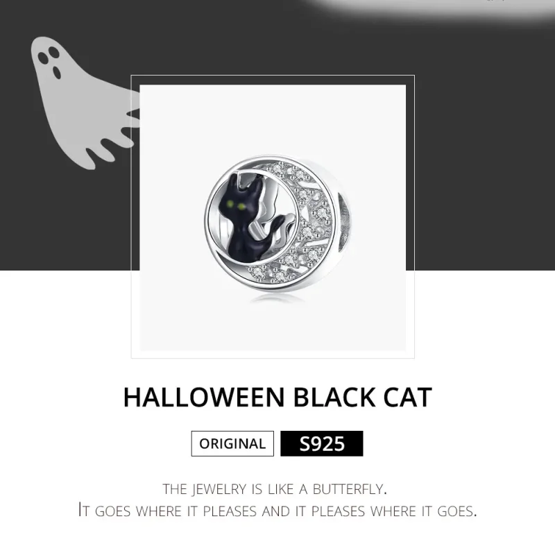(kép) PANDORA típusú halloween fekete macska charm - BSC325 - Megtekintés 6