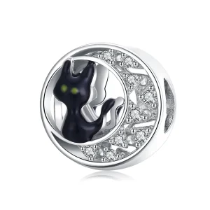 PANDORA típusú halloween fekete macska charm - BSC325 (kép) PANDORA típusú halloween fekete macska charm - BSC325