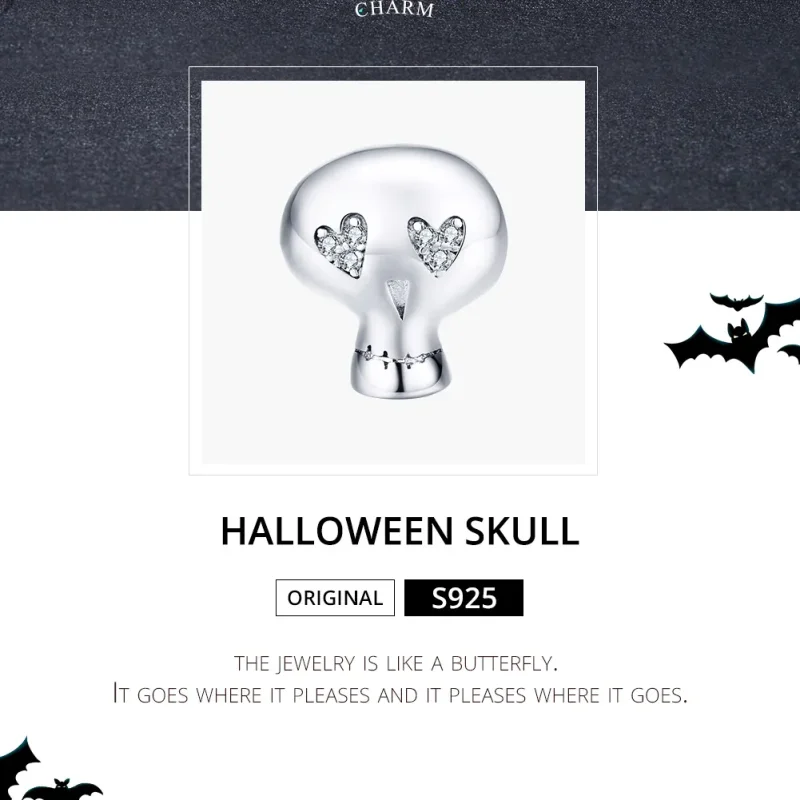 (kép) PANDORA típusú halloween koponya charm - SCC1362 - Megtekintés 5