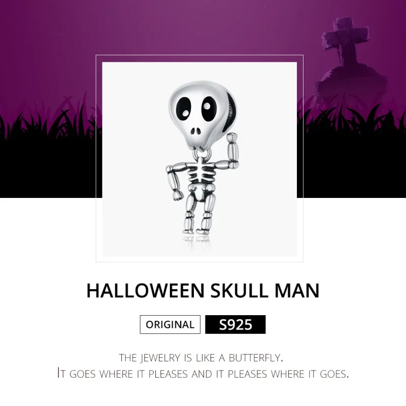 (kép) PANDORA típusú halloween koponya ember charm - SCC1617 - Megtekintés 6