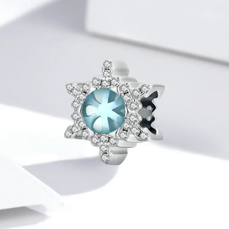(kép) PANDORA típusú Holdkő hópehely Charm - BSC512 - Megtekintés 2