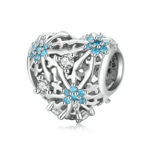 (kép) PANDORA típusú Hópehely szív Charm - BSC530