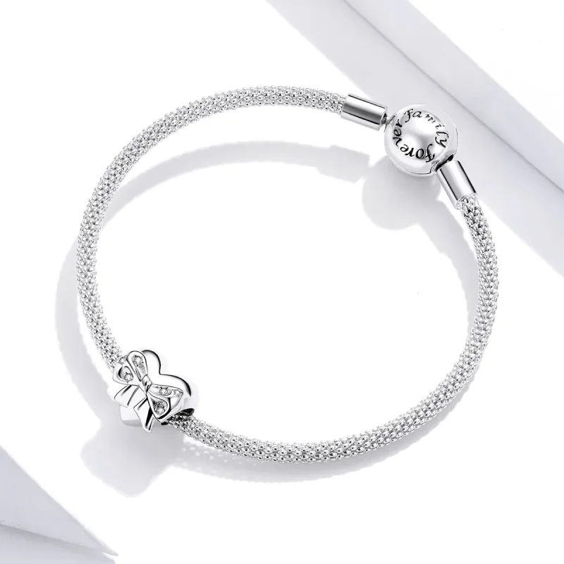 (kép) PANDORA típusú íjcsomó & szerelem szív charm - BSC381 - Megtekintés 3