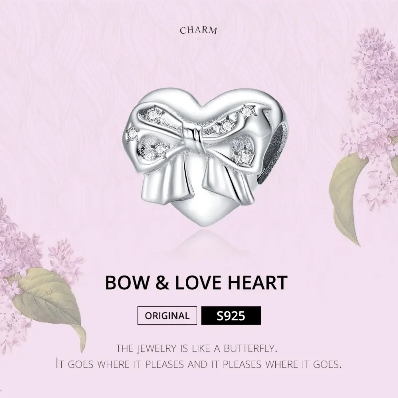 (kép) PANDORA típusú íjcsomó & szerelem szív charm - BSC381 - Megtekintés 6