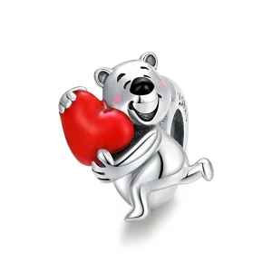 (kép) PANDORA típusú jegesmedve szívvel charm - SCC1610