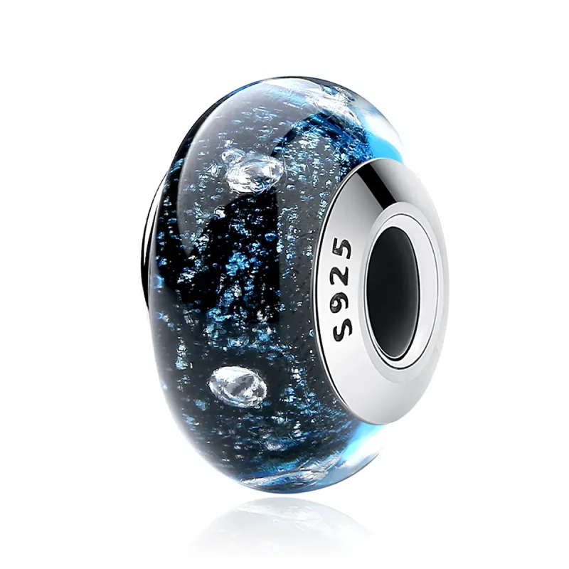 (kép) PANDORA típusú Éjféli buborékolás menetes murano üveggel Charm - SCZ028 - Megtekintés 2