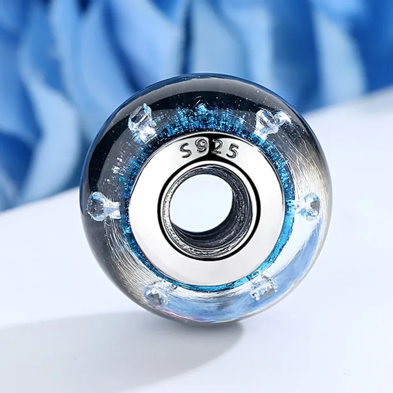 (kép) PANDORA típusú Éjféli buborékolás menetes murano üveggel Charm - SCZ028 - Megtekintés 3