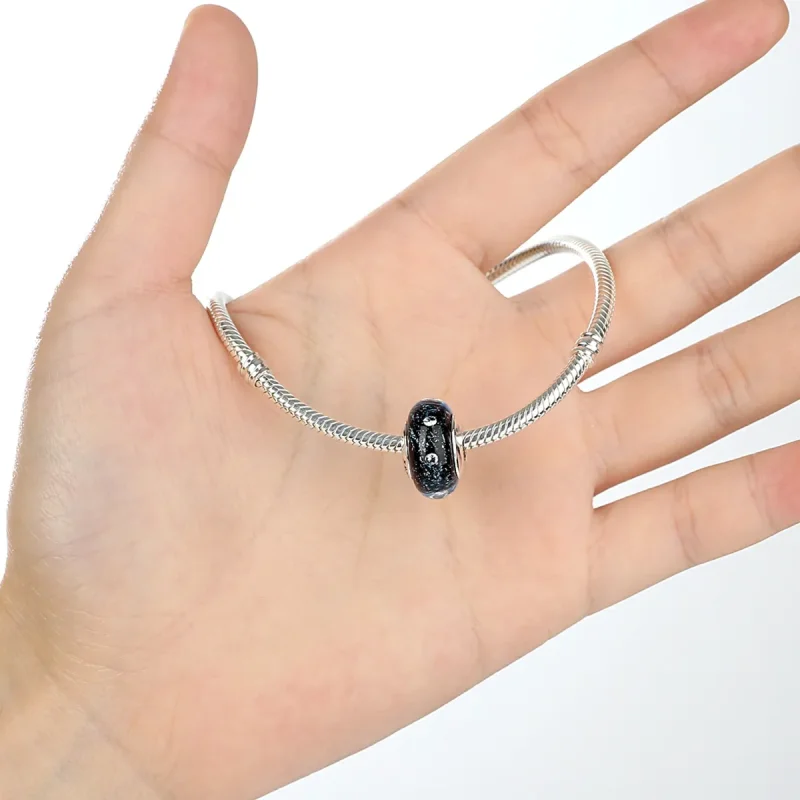(kép) PANDORA típusú Éjféli buborékolás menetes murano üveggel Charm - SCZ028 - Megtekintés 5