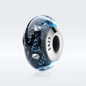 (kép) PANDORA típusú Éjféli buborékolás menetes murano üveggel Charm - SCZ028