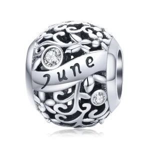(kép) PANDORA típusú júniusi születési kő charm - SCC1385-6