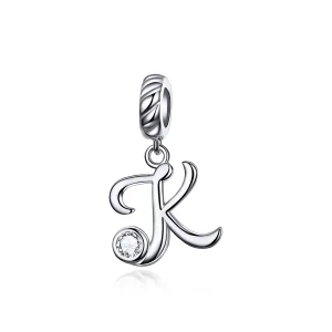 PANDORA típusú k betű függő charm - SCC1183-K (kép) PANDORA típusú k betű függő charm - SCC1183-K