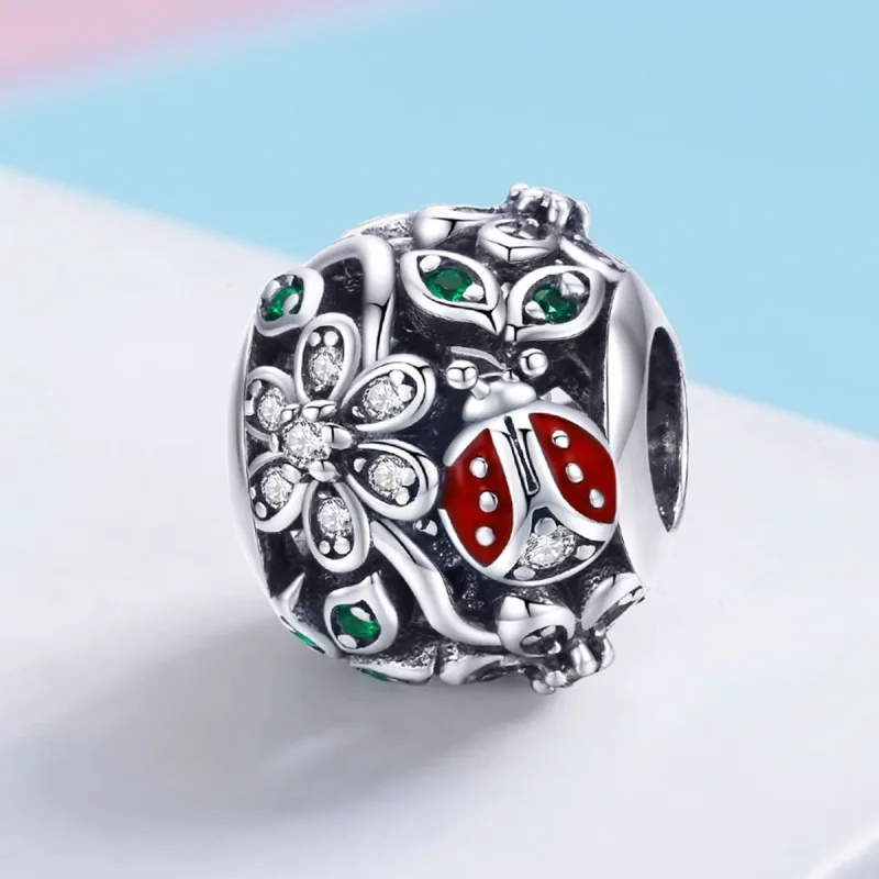 (kép) PANDORA típusú katicabogarak és virágok charm - SCC926 - Megtekintés 2