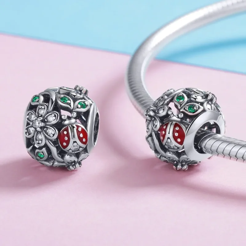 (kép) PANDORA típusú katicabogarak és virágok charm - SCC926 - Megtekintés 4