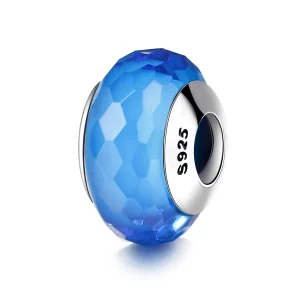 (kép) PANDORA típusú Kék arcú Murano üveggyöngy Charm - SCZ037