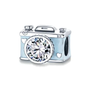 (kép) PANDORA típusú kék kamera charm - BSC264