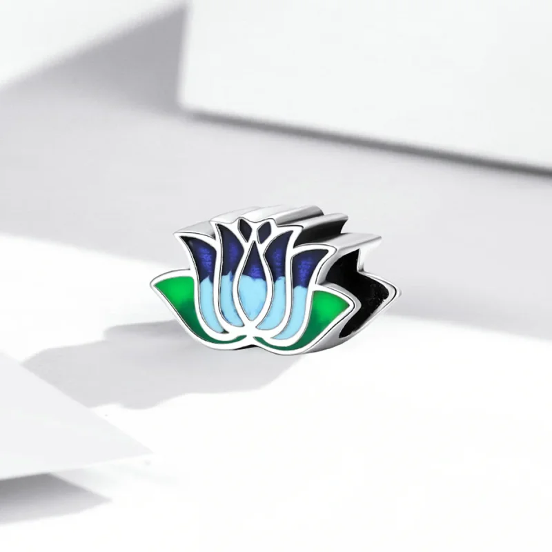 (kép) PANDORA típusú Kék lótusz Charm - SCC2020 - Megtekintés 2