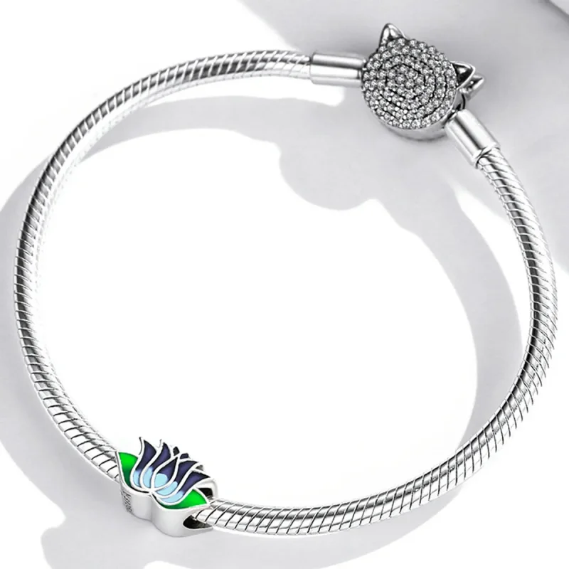 (kép) PANDORA típusú Kék lótusz Charm - SCC2020 - Megtekintés 3
