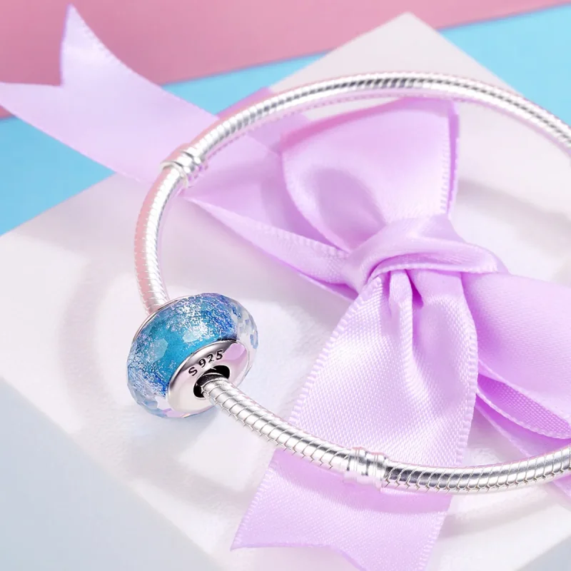 (kép) PANDORA típusú Kék Murano üveggyöngy Charm - SCZ054 - Megtekintés 4
