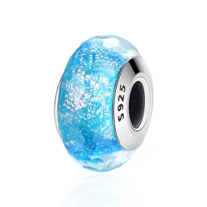 (kép) PANDORA típusú Kék Murano üveggyöngy Charm - SCZ054