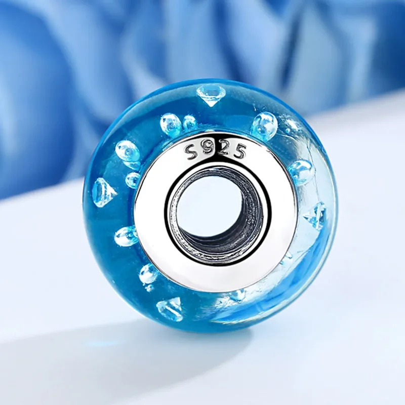 (kép) PANDORA típusú Kék trend menetes Murano üveggel Charm - SCZ029 - Megtekintés 4