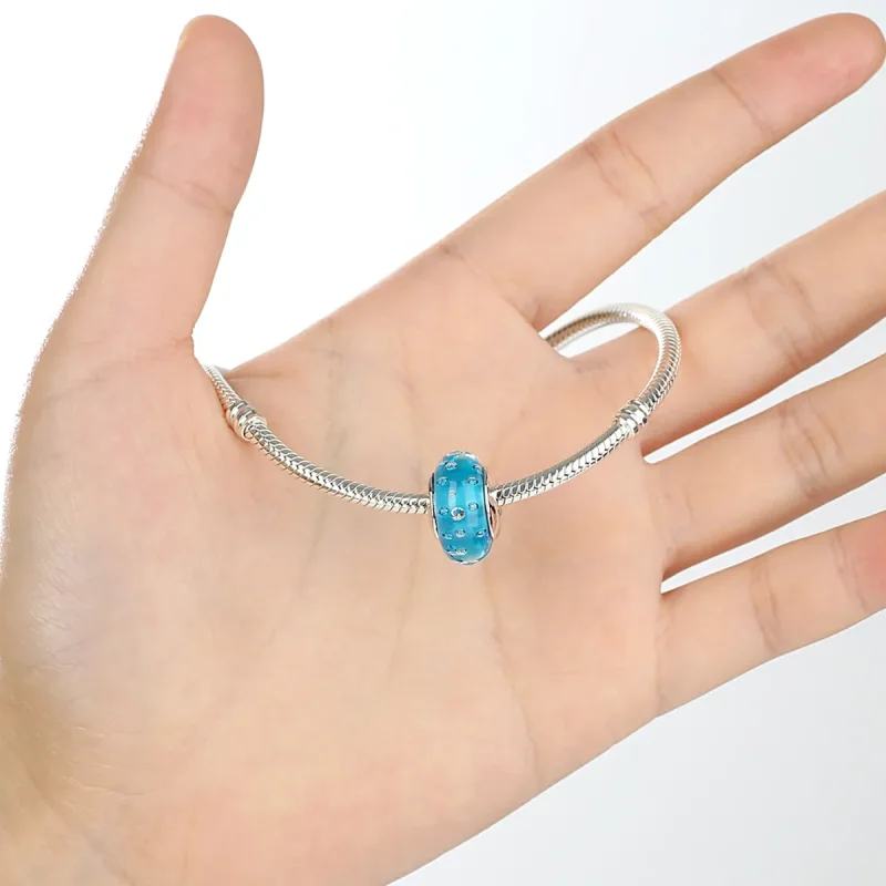 (kép) PANDORA típusú Kék trend menetes Murano üveggel Charm - SCZ029 - Megtekintés 5