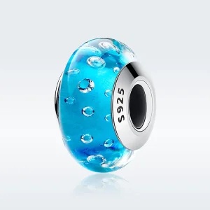 (kép) PANDORA típusú Kék trend menetes Murano üveggel Charm - SCZ029