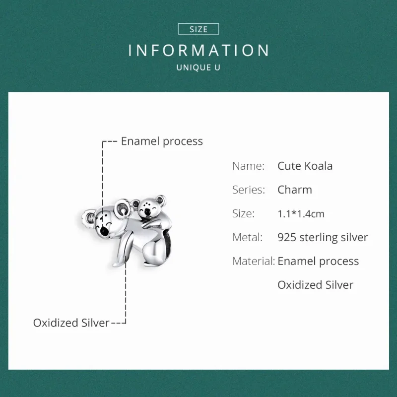 (kép) PANDORA típusú koala gyerekkel charm - BSC260 - Megtekintés 6