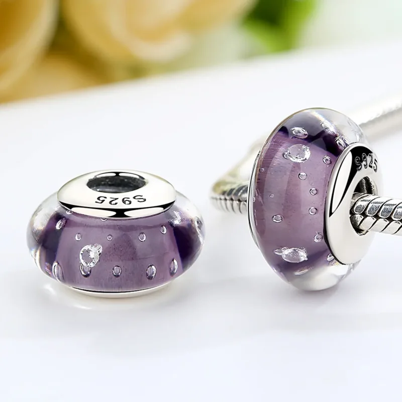 (kép) PANDORA típusú Lila Murano üveg Charm - SCZ001 - Megtekintés 3