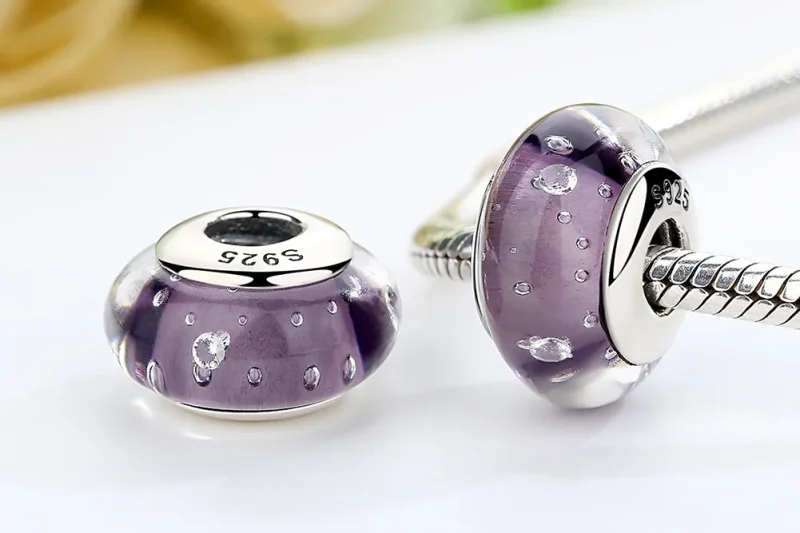 (kép) PANDORA típusú Lila Murano üveg Charm - SCZ001 - Megtekintés 7