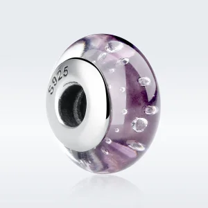 (kép) PANDORA típusú Lila Murano üveg Charm - SCZ001
