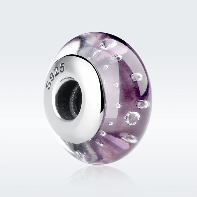 (kép) PANDORA típusú Lila Murano üveg Charm - SCZ001