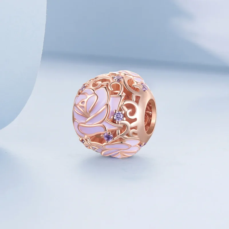 (kép) PANDORA típusú Lila rózsa Charm - BSC644 - Megtekintés 2