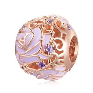 PANDORA típusú Lila rózsa Charm - BSC644 (kép) PANDORA típusú Lila rózsa Charm - BSC644