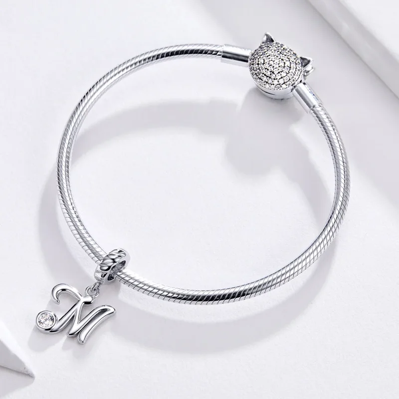 (kép) PANDORA típusú m betű függő charm - SCC1183-M - Megtekintés 2