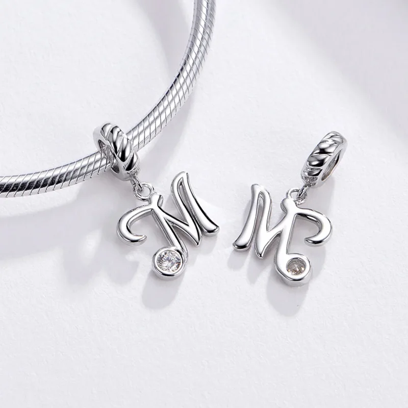 (kép) PANDORA típusú m betű függő charm - SCC1183-M - Megtekintés 3