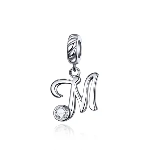 (kép) PANDORA típusú m betű függő charm - SCC1183-M