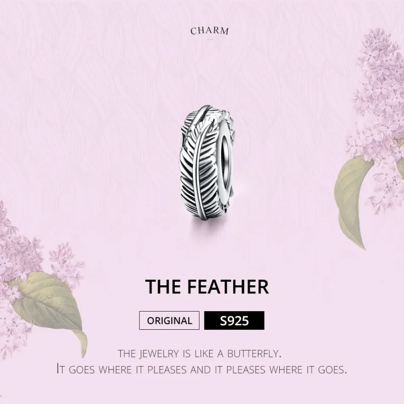 (kép) PANDORA típusú madártoll spacer charm - SCC1236 - Megtekintés 2
