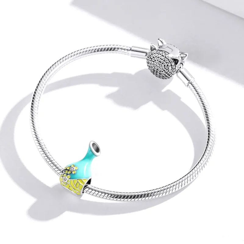 (kép) PANDORA típusú Menta zöldboros üveg Charm - SCC1920 - Megtekintés 3