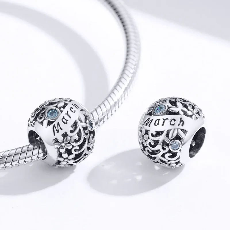 (kép) PANDORA típusú március birthstone charm - SCC1385-3 - Megtekintés 3