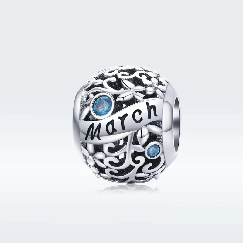 (kép) PANDORA típusú március birthstone charm - SCC1385-3 - Megtekintés 5