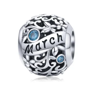(kép) PANDORA típusú március birthstone charm - SCC1385-3